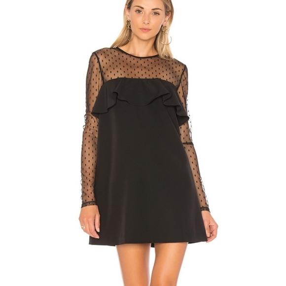 NWOT Milly Black Sophie Illusion Dot Dress, Size 10 - Picture 3 of 16